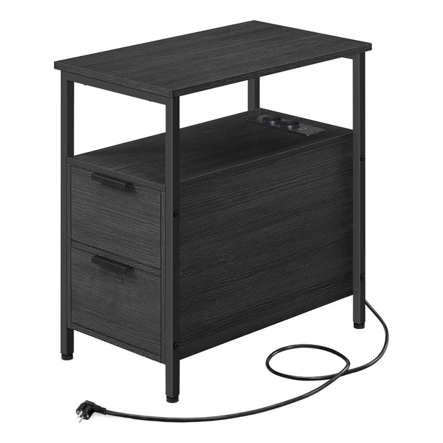 Odkladací stolík s integrovanými zásuvkami a USB portami ROD čierna