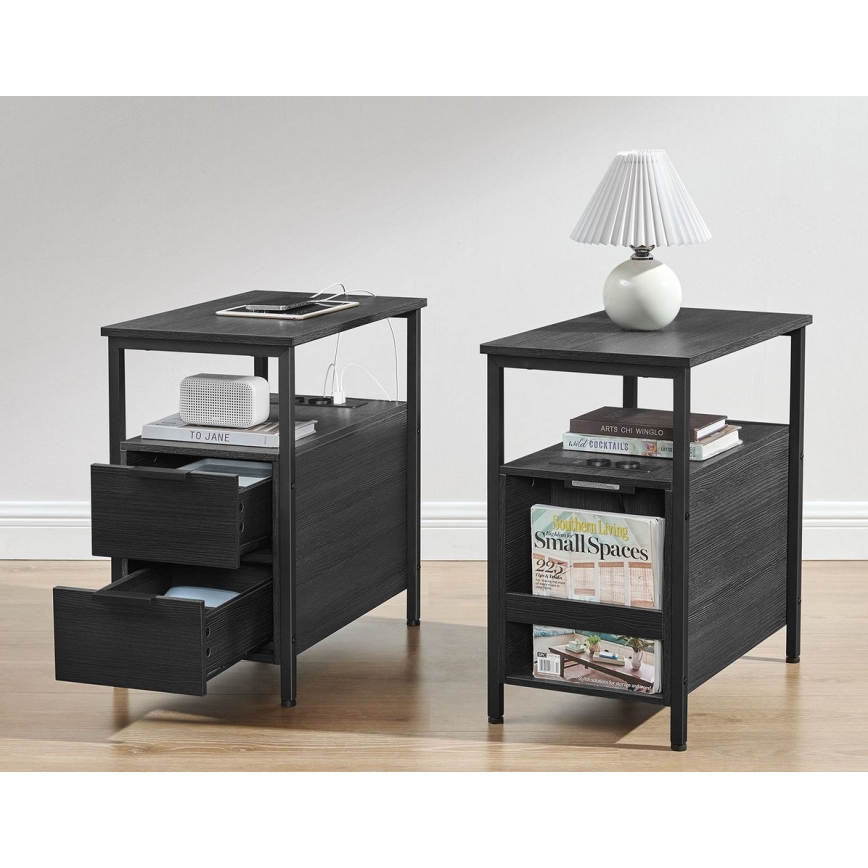 Odkladací stolík s integrovanými zásuvkami a USB portami ROD čierna