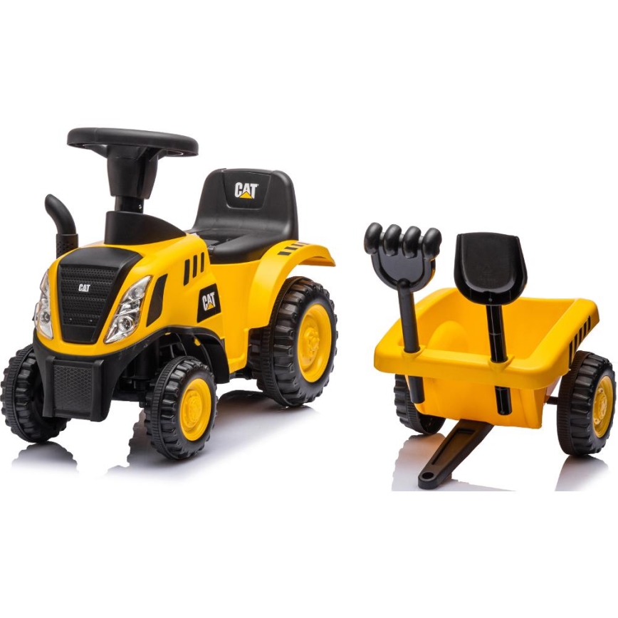 Odrážadlo traktor CAT 2xAA žltá/čierna