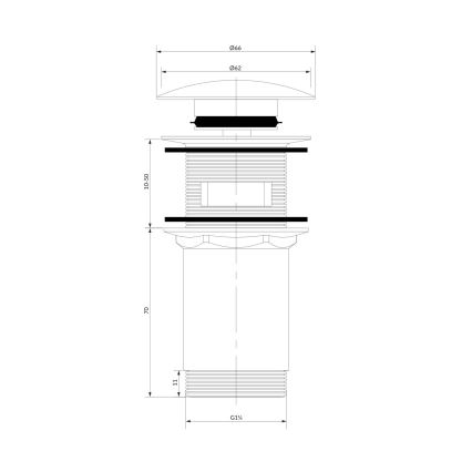 OMNIRES A706AT - Umývadlový výpust CLICK-CLACK pr. 6,6 cm kefovaný antracit