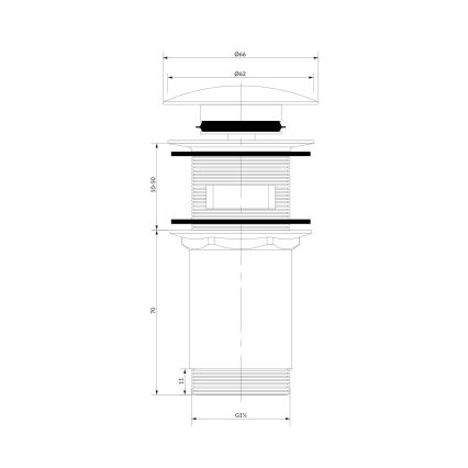 OMNIRES A706BM - Umývadlový výpust CLICK-CLACK pr. 6,6 cm matná biela
