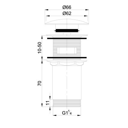 OMNIRES A706BP - Umývadlový výpust CLICK-CLACK pr. 6,6 cm lesklá biela
