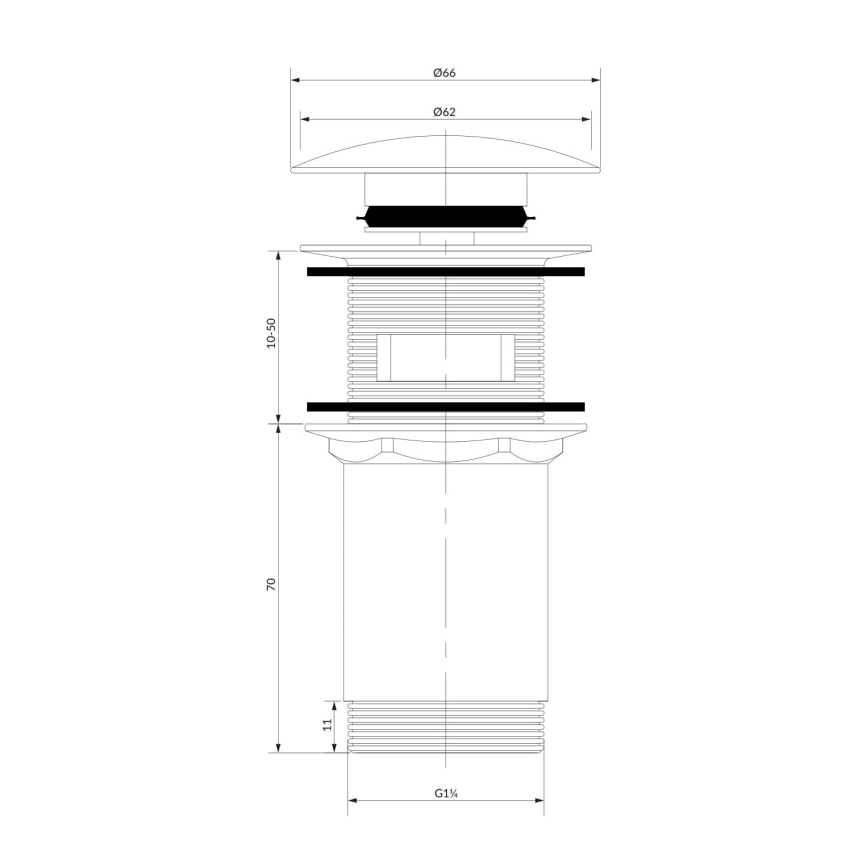 OMNIRES A706GR - Umývadlový výpust CLICK-CLACK pr. 6,6 cm kefovaný grafit