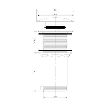 OMNIRES A716BL - Umývadlový výpust CLICK-CLACK pr. 6,6 cm polomatná čierna