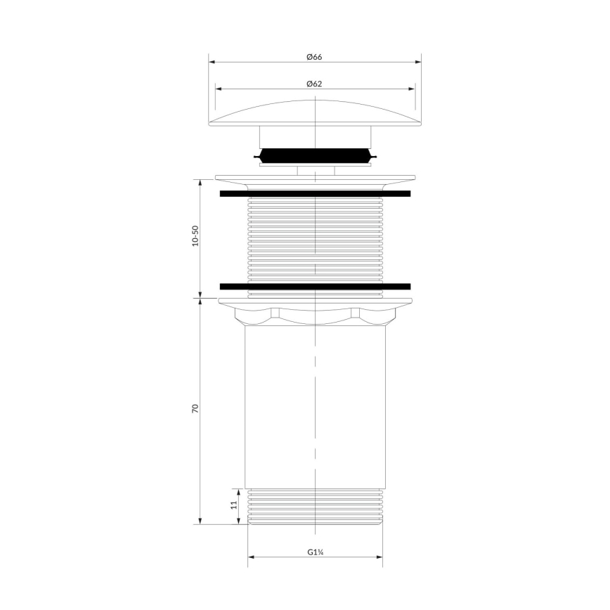 OMNIRES A716BL - Umývadlový výpust CLICK-CLACK pr. 6,6 cm polomatná čierna