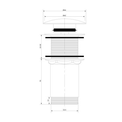 OMNIRES A716CP - Umývadlový výpust CLICK-CLACK pr. 6,6 cm lesklá meď