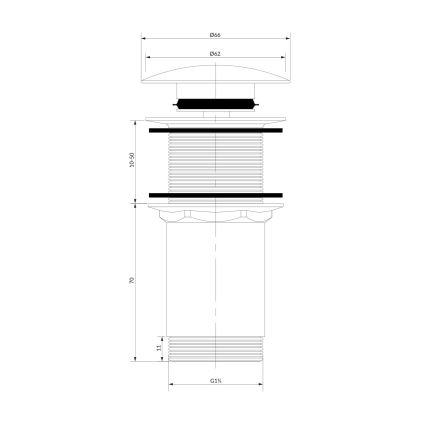 OMNIRES A716CR - Umývadlový výpust CLICK-CLACK pr. 6,6 cm lesklý chróm