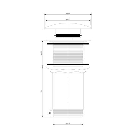 OMNIRES A716GR - Umývadlový výpust CLICK-CLACK pr. 6,6 cm kefovaný grafit