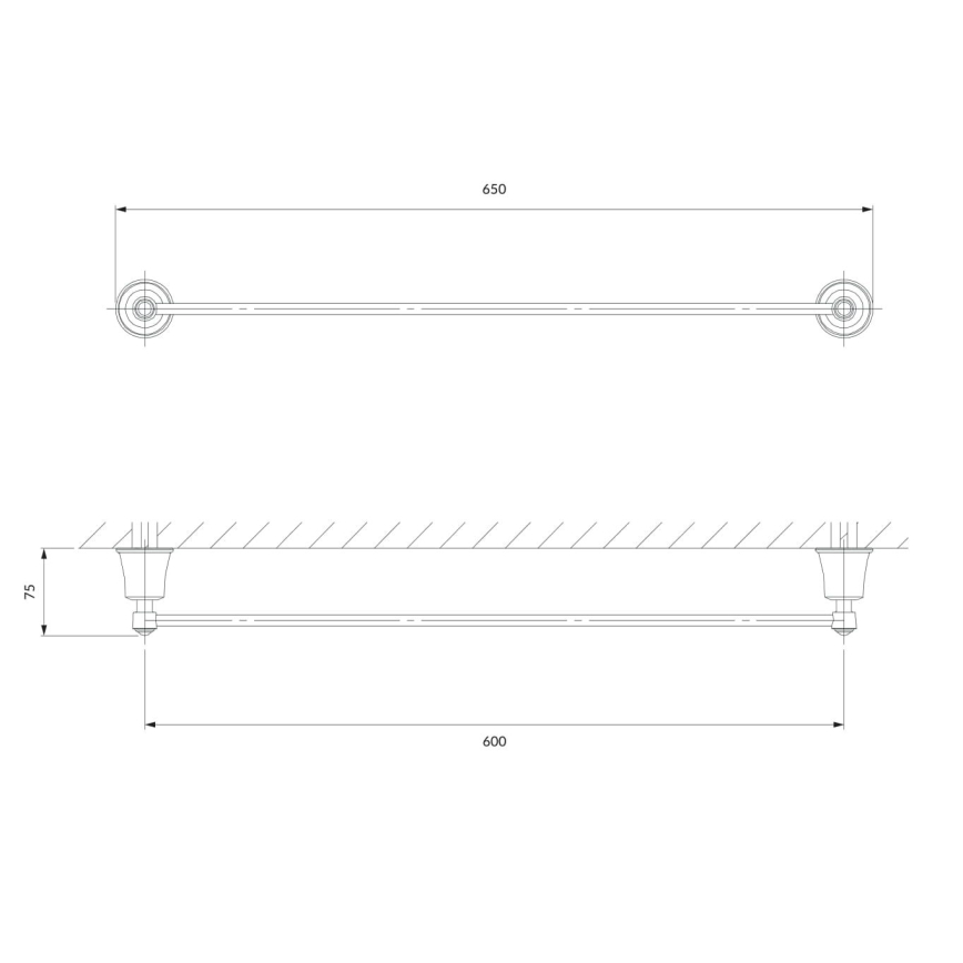 OMNIRES AL53216CR - Nástenný vešiak na uteráky ART LINE 65 cm lesklý chróm