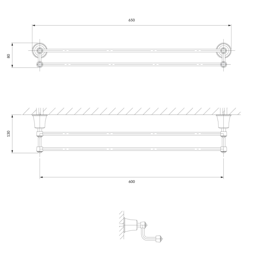 OMNIRES AL53226CR - Nástenný vešiak na uteráky ART LINE 65 cm lesklý chróm
