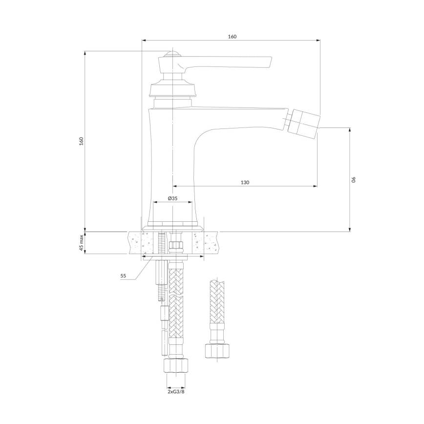 OMNIRES AM5220CR - Bidetová batéria ARMANCE 16 cm lesklý chróm