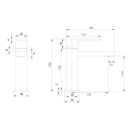 OMNIRES BA7810BL - Umývadlová batéria BARETTI 17 cm matná čierna
