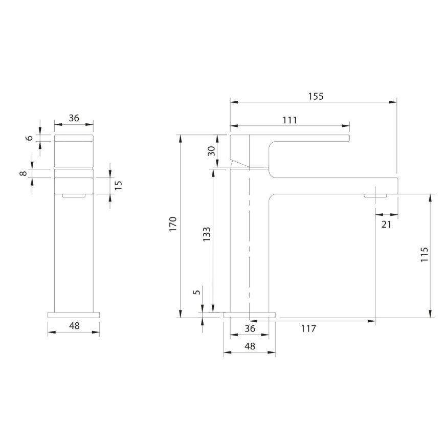 OMNIRES BA7810BL - Umývadlová batéria BARETTI 17 cm matná čierna