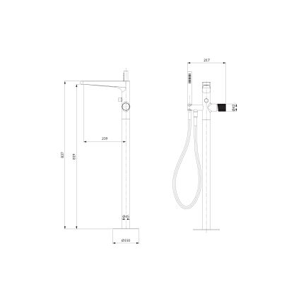 OMNIRES CT8033CR - Voľne stojacia vaňová sada s batériou CONTOUR lesklý chróm