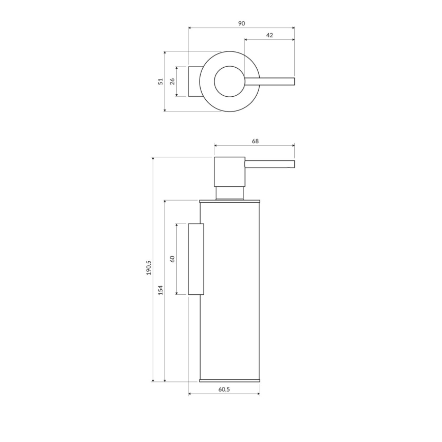 OMNIRES MP60721BL - Nástenný dávkovač mydla MODERN PROJECT 150 ml matná čierna
