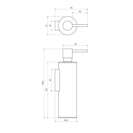 OMNIRES MP60721CR - Nástenný dávkovač mydla MODERN PROJECT 150 ml lesklý chróm