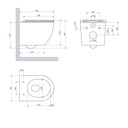 OMNIRES OTTAWASPXMWBM - Závesné WC s WC sedátkom SoftClose OTTAWA keramika/matná biela
