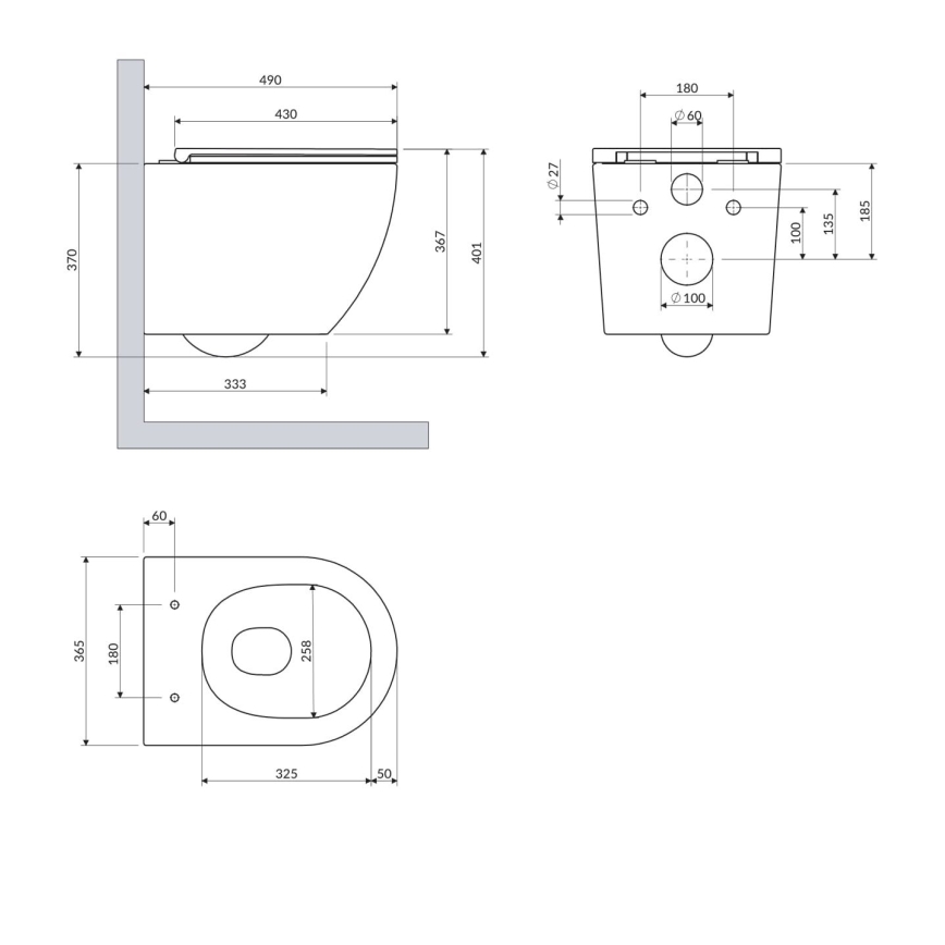 OMNIRES OTTAWASPXMWBM - Závesné WC s WC sedátkom SoftClose OTTAWA keramika/matná biela