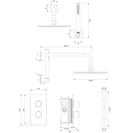 OMNIRES SYSCT11CR - Sprchová sada s termostatickou podomietkovou batériou CONTOUR lesklý chróm