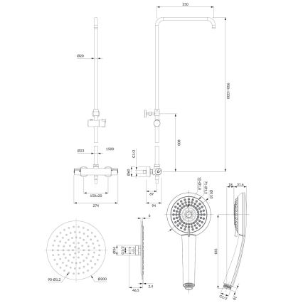 OMNIRES Y1244X/6CR - Sprchová sada s termostatickou batériou Y lesklý chróm