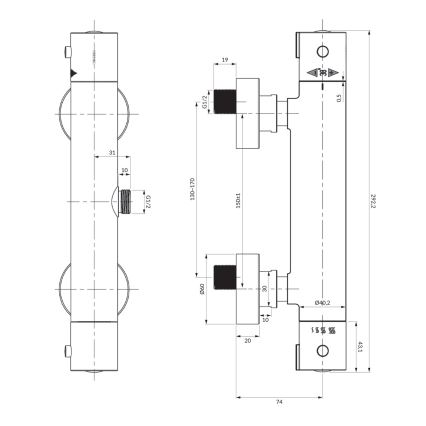 OMNIRES Y1246XCR - Termostatická sprchová batéria Y lesklý chróm