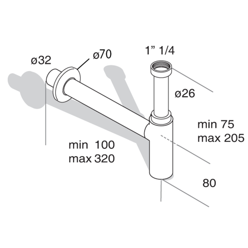 Omp tea - Umývadlový sifón MINITOTI DN32 matná čierna