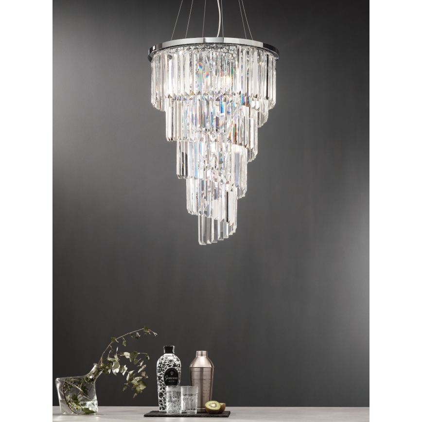 Ondaluce - Krištáľový luster na lanku ALEXANDER 10xE14/10W/230V pr. 50 cm lesklý chróm