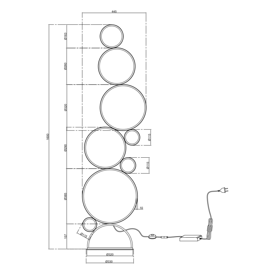 Ondaluce - LED stmievateľná stojaca lampa POIS LED/52W/230V 160 cm strieborná