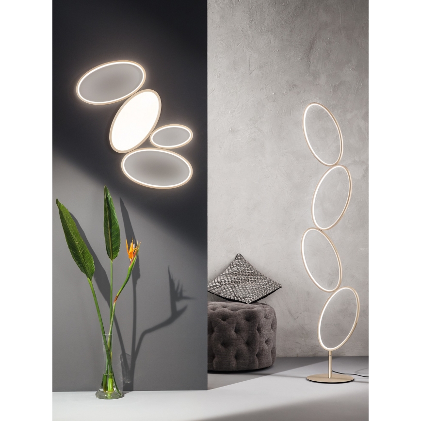 Ondaluce - LED stmievateľná stojacia lampa RICE LED/38W/230V 166 cm zlatá