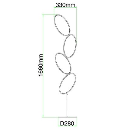 Ondaluce - LED stmievateľná stojacia lampa RICE LED/38W/230V 166 cm zlatá