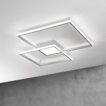 Ondaluce - LED Stmievateľné stropné svietidlo DOWEL LED/46W/230V 55x55 cm strieborné