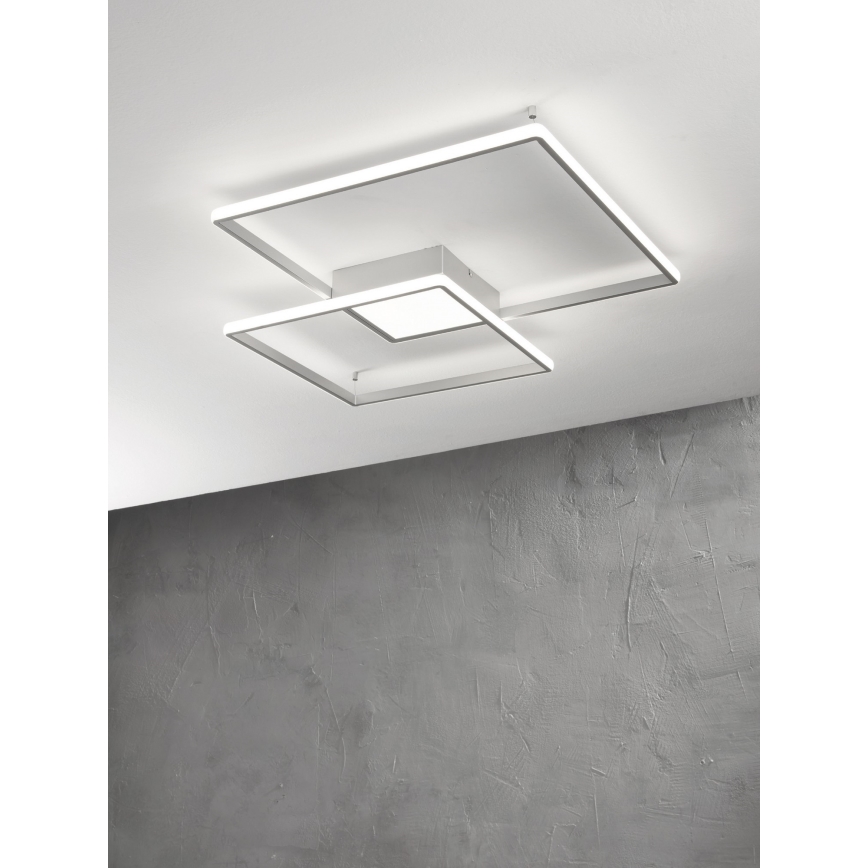 Ondaluce - LED Stmievateľné stropné svietidlo DOWEL LED/46W/230V 55x55 cm strieborné