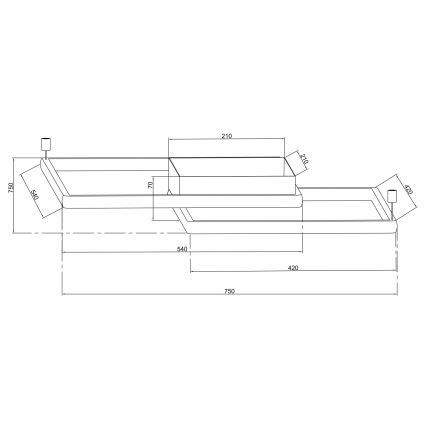 Ondaluce - LED stmievateľné stropné svietidlo DOWEL LED/60W/230V 75x75 cm strieborné