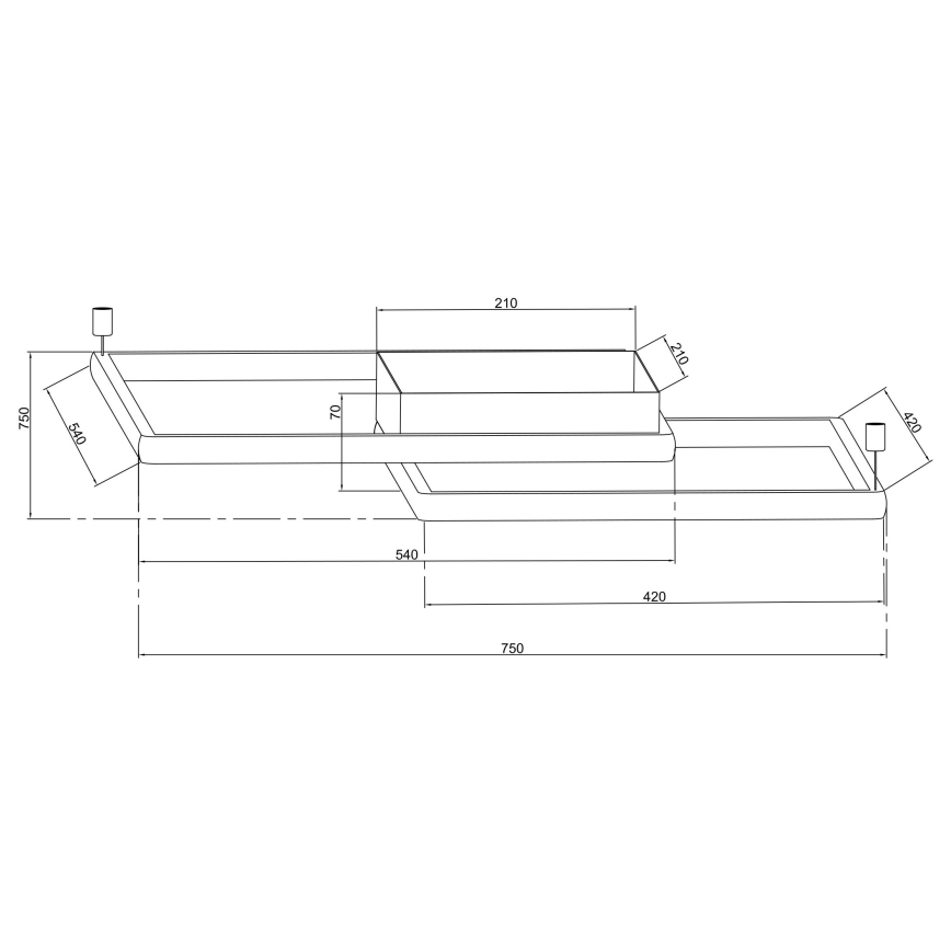 Ondaluce - LED stmievateľné stropné svietidlo DOWEL LED/60W/230V 75x75 cm strieborné