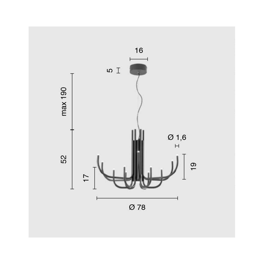 Ondaluce - LED stmievateľný luster na lane NOUVEAU LED/35W/230V Ø 78 cm čierny