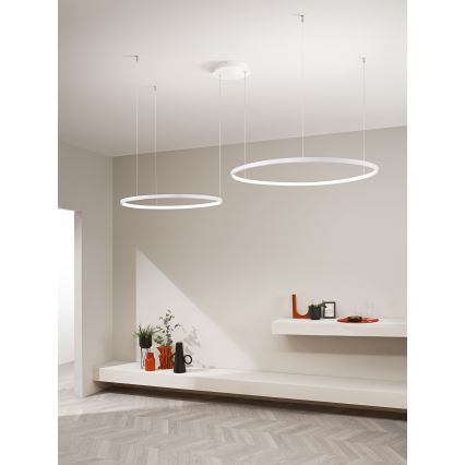 Ondaluce - LED stmievateľný luster na lanku SOEL LED/28W/230V + LED/38W 3000/4000K pr. 80/60 cm biela