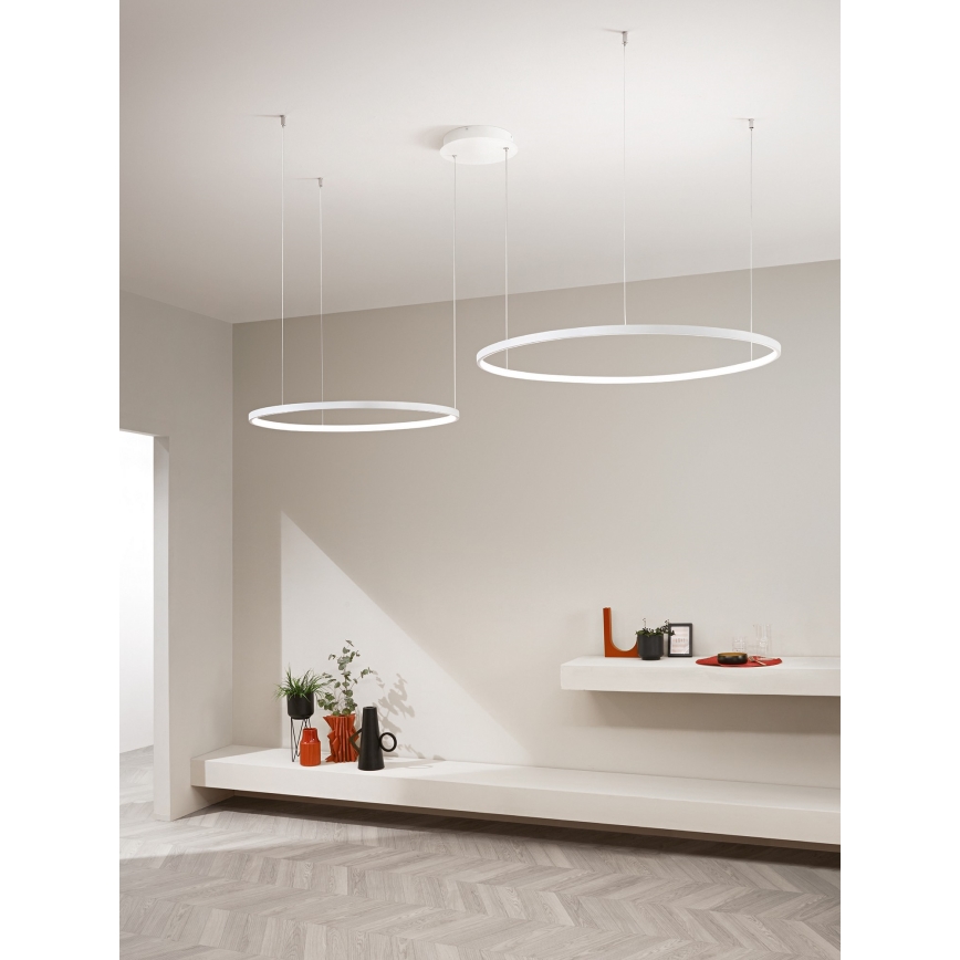 Ondaluce - LED stmievateľný luster na lanku SOEL LED/28W/230V + LED/38W 3000/4000K pr. 80/60 cm biela