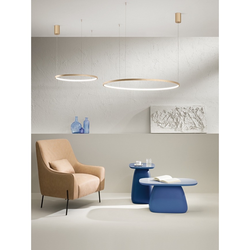 Ondaluce - LED stmievateľný luster na lane SOEL LED/28W/230V priemer 60 cm zlatý