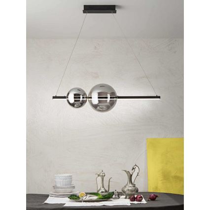 Ondaluce - LED Stmievateľný luster na lanku FUFI LED/40W/230V čierna/dýmovo čierna
