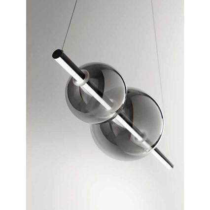 Ondaluce - LED Stmievateľný luster na lanku FUFI LED/40W/230V čierna/dýmovo čierna