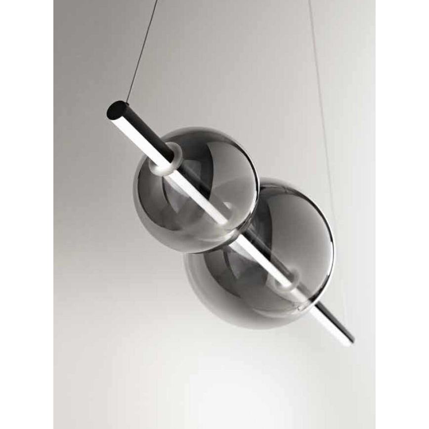 Ondaluce - LED Stmievateľný luster na lanku FUFI LED/40W/230V čierna/dýmovo čierna
