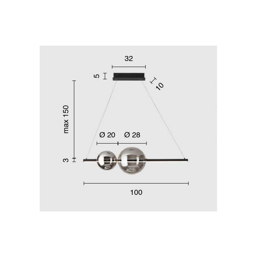 Ondaluce - LED Stmievateľný luster na lanku FUFI LED/40W/230V čierna/dýmovo čierna