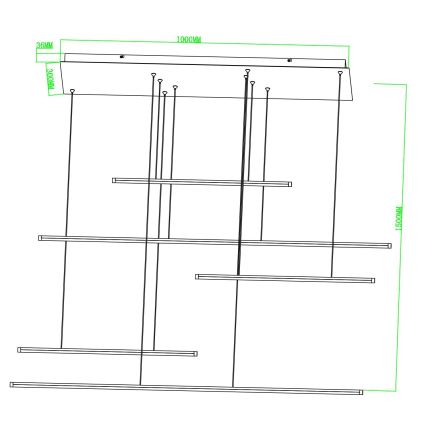 Ondaluce - LED stmievateľný luster na lanku GENIUS LED/72W/230V čierna