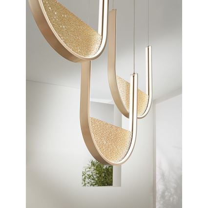 Ondaluce - LED stmievateľný luster na lanku LOTUS LED/70W/230V zlatá