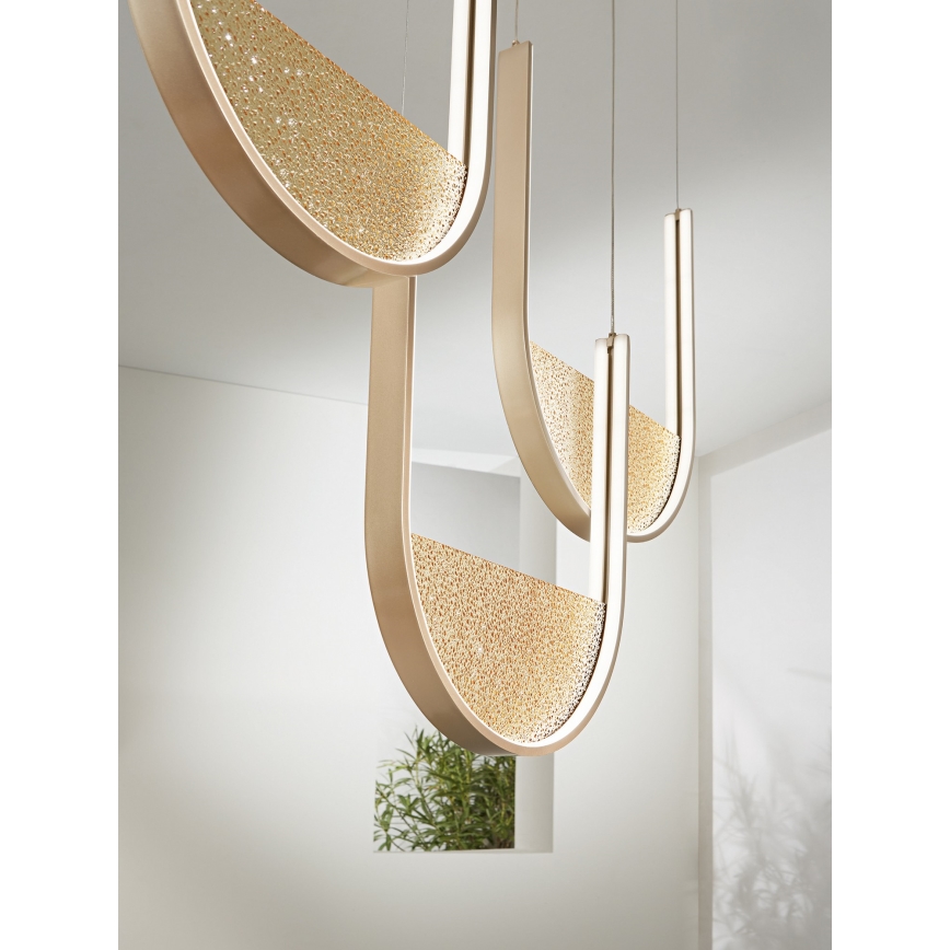 Ondaluce - LED stmievateľný luster na lanku LOTUS LED/70W/230V zlatá