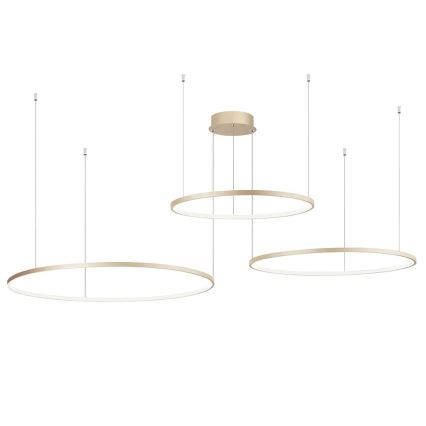 Ondaluce - LED stmievateľný luster na lankách SOEL LED/28W/230V + LED/38W + LED/47W pr. 100/80/60 cm zlatý
