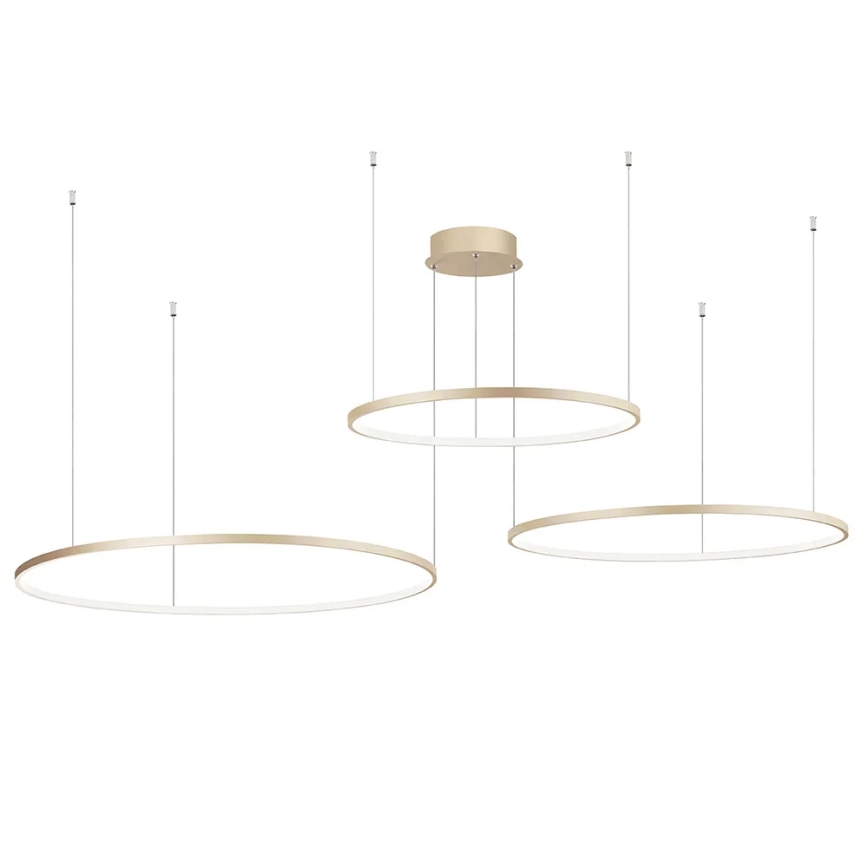 Ondaluce - LED stmievateľný luster na lankách SOEL LED/28W/230V + LED/38W + LED/47W pr. 100/80/60 cm zlatý