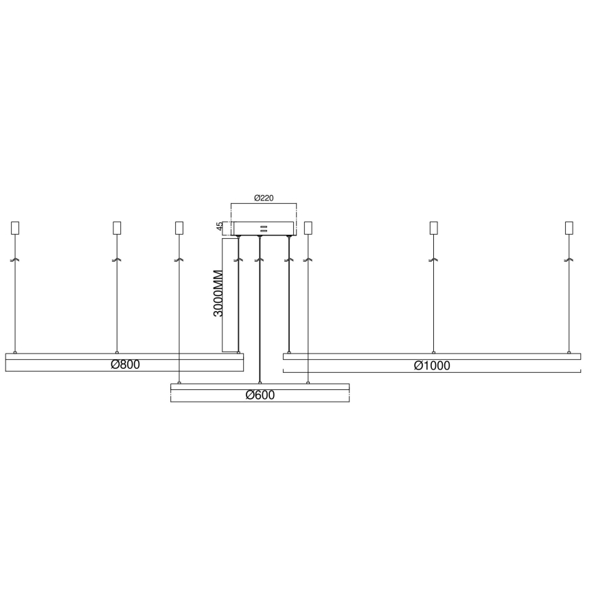 Ondaluce - LED stmievateľný luster na lanku SOEL LED/28W/230V + LED/38W + LED/47W 3000/4000K priemer 100/80/60 cm biela