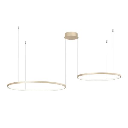 Ondaluce - LED stmievateľný luster na lankách SOEL LED/28W/230V + LED/38W pr. 80/60 cm zlatý