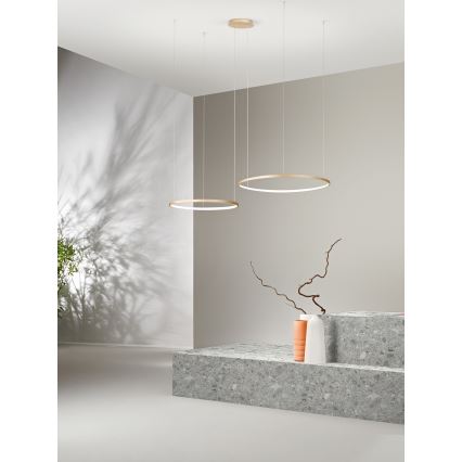 Ondaluce - LED stmievateľný luster na lankách SOEL LED/28W/230V + LED/38W pr. 80/60 cm zlatý